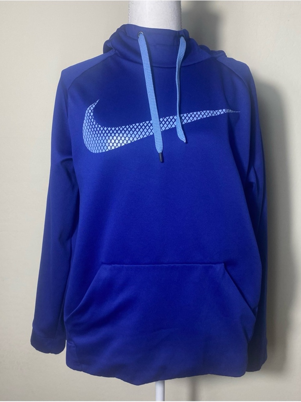 Nike Men’s Blue Zip-Up Hoodie with Light Blue Swoosh Size M